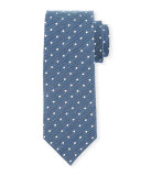 Small-Dot Textured Silk Tie, Blue
