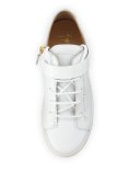 Leather Stud-Strap Sneaker, White (Bianco)