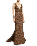 Marlee Sleeveless Floral Mermaid Gown 