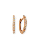 18K Rose Gold & White Diamond Huggie Hoop Earrings