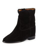 Crisi Western Suede Flat Bootie, Black