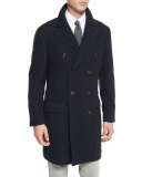 Glen Plaid Double-Breasted Topcoat, Navy