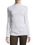 Natasha Ribbed Cashmere Sweater, Ivory