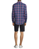 Manhattan Plaid Long-Sleeve Sport Shirt, Rhubarb Combo