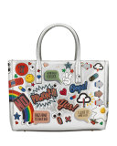 Ebury Maxi All Over Wink Sticker Shopper Bag, Silver/Multi