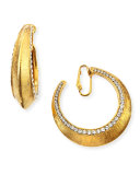 Gold-Plated Clip-On Hoop Earrings with Crystals