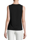 Murphy Sleeveless Lace-Trim Knit Top, Black