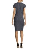 Chevron Tweed Sheath Dress, Black Pattern