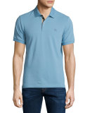 Short-Sleeve Oxford Polo Shirt, Pale Blue