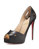 Academa Leather Cutout Red Sole Pump, Black