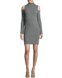 Cold-Shoulder Mock-Neck Sweaterdress