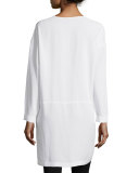Long-Sleeve High-Low Silk Tunic, Plus Size