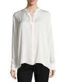 Flyaway-Back Stretch-Silk Blouse