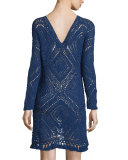 Perfa Long-Sleeve Tunic Dress, Navy