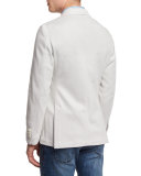 Solid Two-Button Jersey Jacket, White