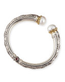 Pearl-Tip Sterling Silver Hinge Bracelet