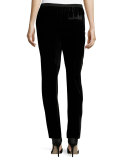 Velvet Slouchy Ankle Pants, Black