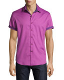 Vertigo Short-Sleeve Sport Shirt, Purple