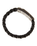 Men's Classic Chain Station Bracelet with Leather Strap