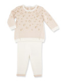 Animal-Print Sweater w/ Pants, Pink, Size 3-9 Months