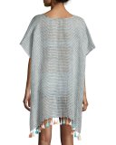 Fine-Stripe Tassel-Hem Caftan