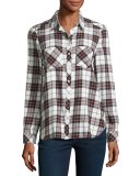 Lilya Plaid Flannel Shirt, White/Red