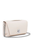 Leather Chain-Strap Flap Bag, Ivory