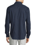 Multicolor-Dots Long-Sleeve Sport Shirt, Navy