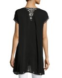 Suavecita Long V-Neck Embroidered Tunic 