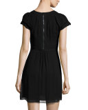 Short-Sleeve Pleated Dress