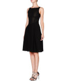 Sleeveless Fit-&-Flare Knit Dress, Black