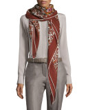 Rose Sauvage Berbère Cashmere-Silk Shawl, Red Pattern