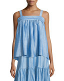 Sleeveless A-Line Top, Light Blue