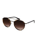 Justice Gradient Round Sunglasses, Antique Gold/Tortoise