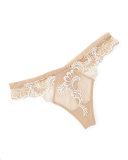 Dressing Floral-Lace Thong, Ambre Nacre