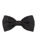 Crystal Applique Silk Bow Tie, Black