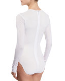 Long-Sleeve Mesh One-Piece Swimsuit
