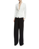 Pleated-Front Wide-Leg Trousers, Black