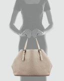 Large Woven A-Shape Tote Bag, Light Gray