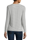 Soft Touch Long-Sleeve Striped Crewneck Top