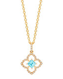 Aurora Blue Topaz & Diamond Pendant in 18k Gold