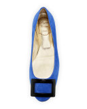 Gommette Buckle Leather Flat, China Blue