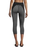 Stardust Cropped Performance Leggings with Pocket, Black/Gray