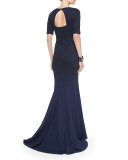 Degrade Embossed Sparkle Brocade Gown