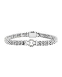 Sterling Silver Rope Bracelet with Diamonds, 6mm