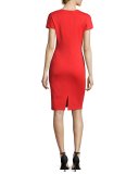 Cutout-Neck Milano Knit Dress, Red
