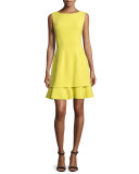 Sleeveless Layered-Hem Dress, Citron