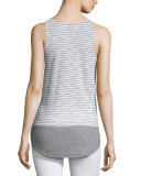 Striped Mixed-Media Slub Tank