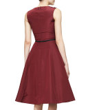 Sleeveless Embellished Fit-&-Flare Dress, Bordeaux