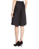 Wool-Blend High-Waist Culottes, Black